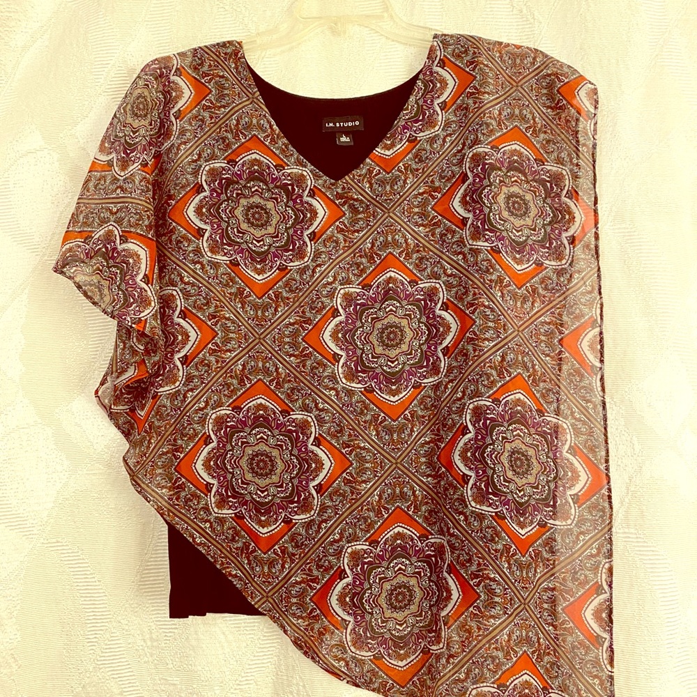 I. N. Studios multi color poncho blouse Size Large
